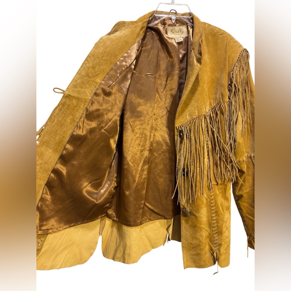 SCULLY Women's Tan Suede Leather Western Fringe Jacket XL - Picture 4 of 6